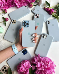 iPhone Silicone Case Blue Gray – Shockproof, MagSafe Compatible for iPhone 17 Pro