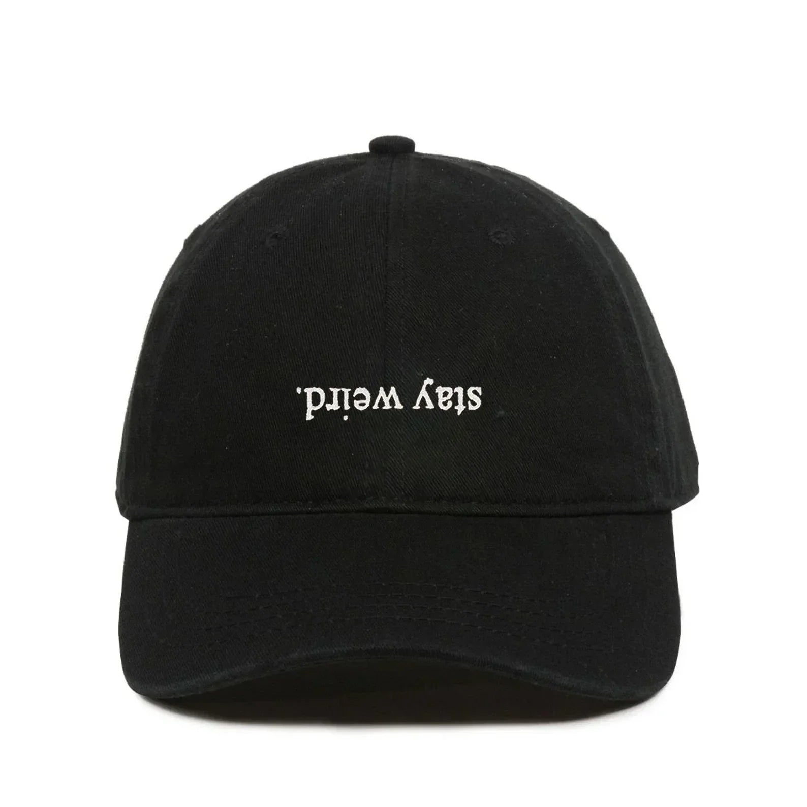 Stay Weird Black Cap – Aesthetic Unisex Streetwear Hat