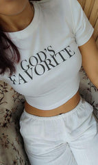 God’s Favorite Baby Tee – Cropped Graphic Tee for Gen Z Girls