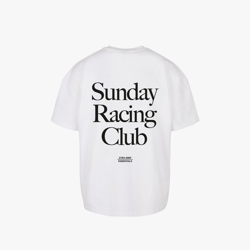 Sunday Racing Club Graphic T-Shirt – White Streetwear Tee for Men & Women