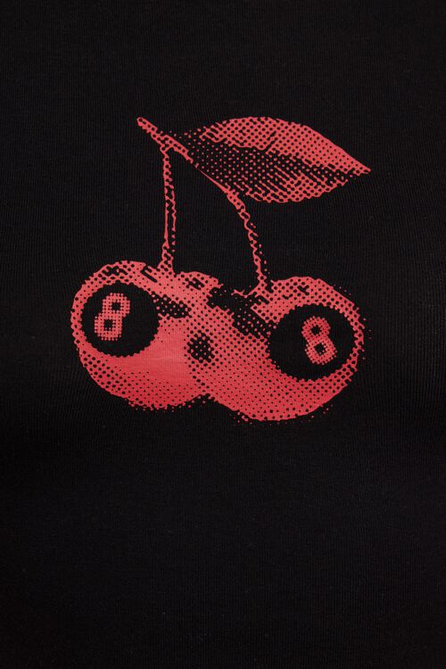 Red cherries with number 8 on a black background