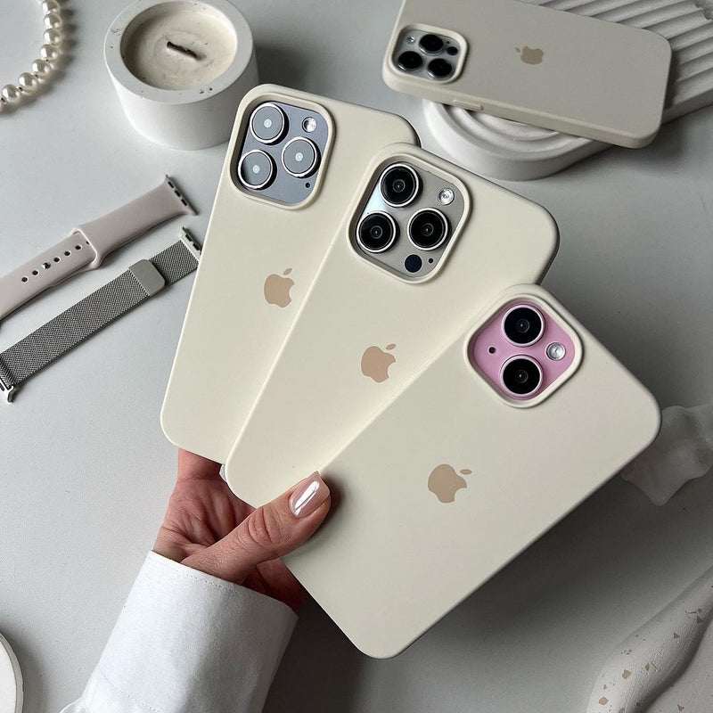 Antique White iPhone Silicone Cover – Soft Touch, Anti-Slip & Stylish Protection for iPhone 16