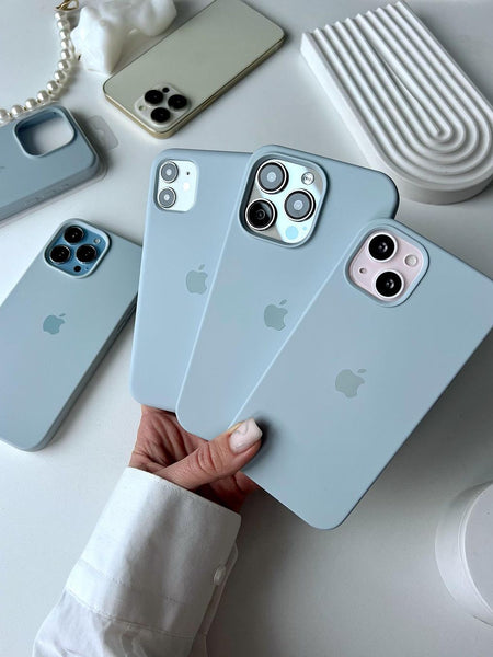 iPhone Silicone Case Blue Gray – Shockproof, MagSafe Compatible for iPhone 17