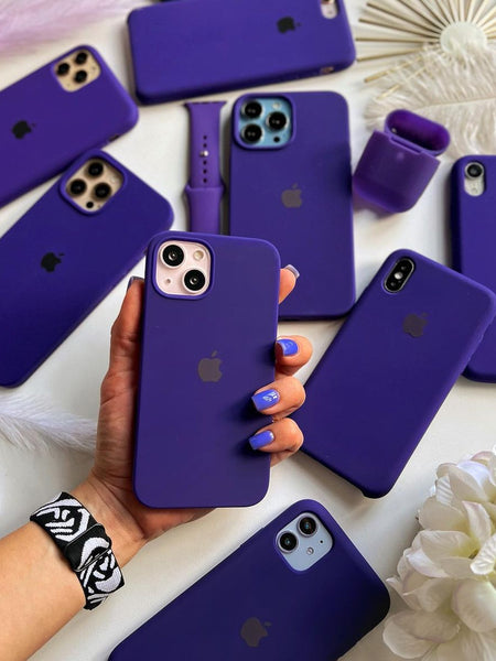 iPhone Silicone Case Dark Purple – Matte Finish Protective Back Cover for iPhone 14 Plus