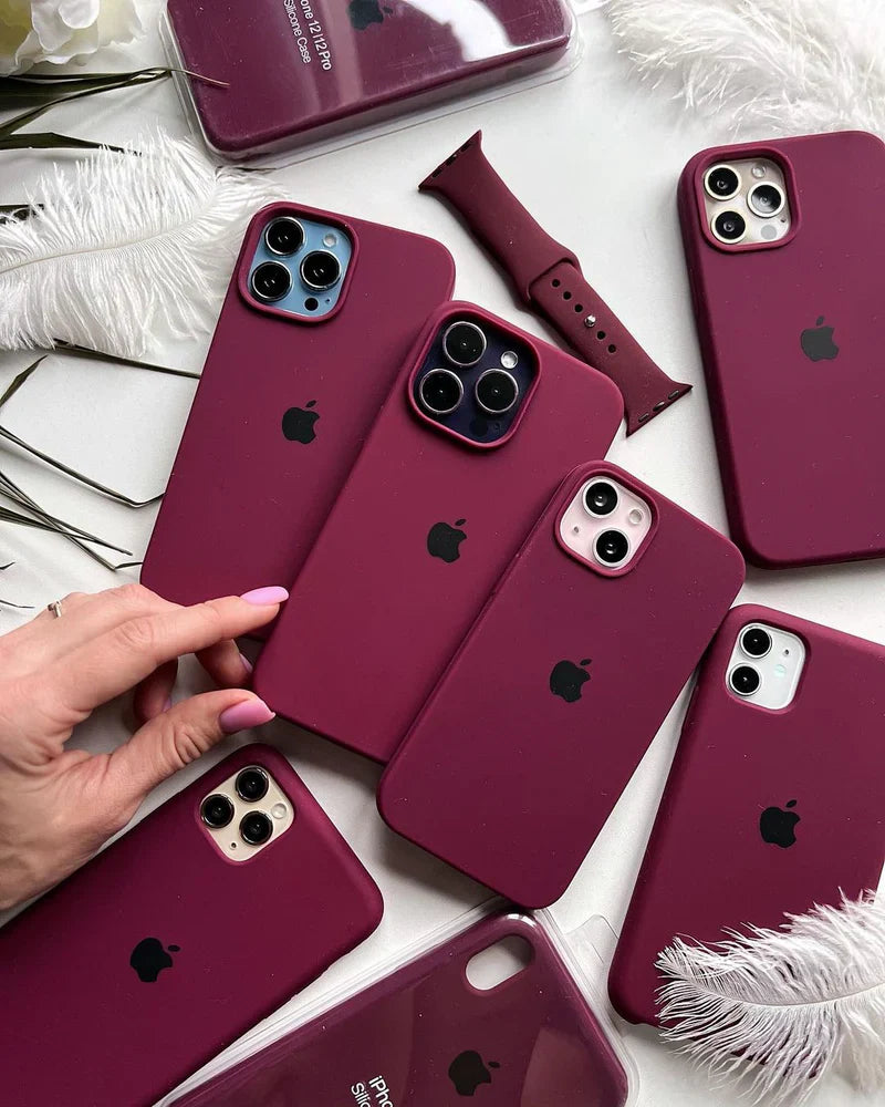 Wine Maroon iPhone Silicone Case – Premium Soft Touch Cover | Zyra Drip™
