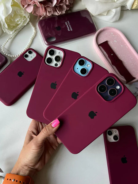 Wine Maroon iPhone Silicone Case – Premium Soft Touch Cover | Zyra Drip™