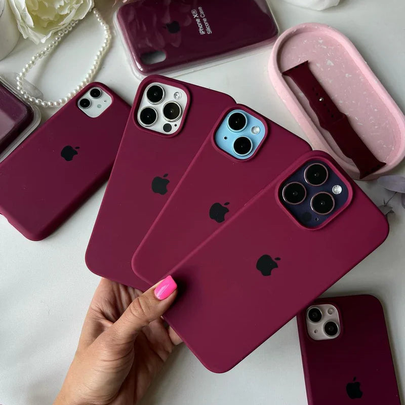 Wine Maroon iPhone Silicone Case – Premium Soft Touch Cover | Zyra Drip™