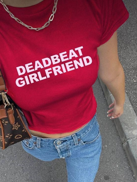Red Deadbeat Girlfriend Baby Tee