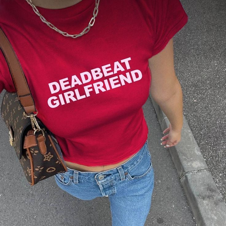 Red Deadbeat Girlfriend Baby Tee
