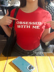 Obsessed With Me Red Baby Tee for Women