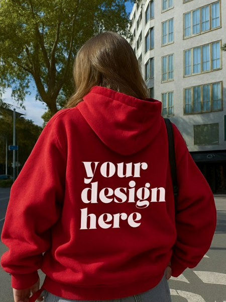 Custom Back Print Hoodie | Red, Black, White, Navy, Maroon