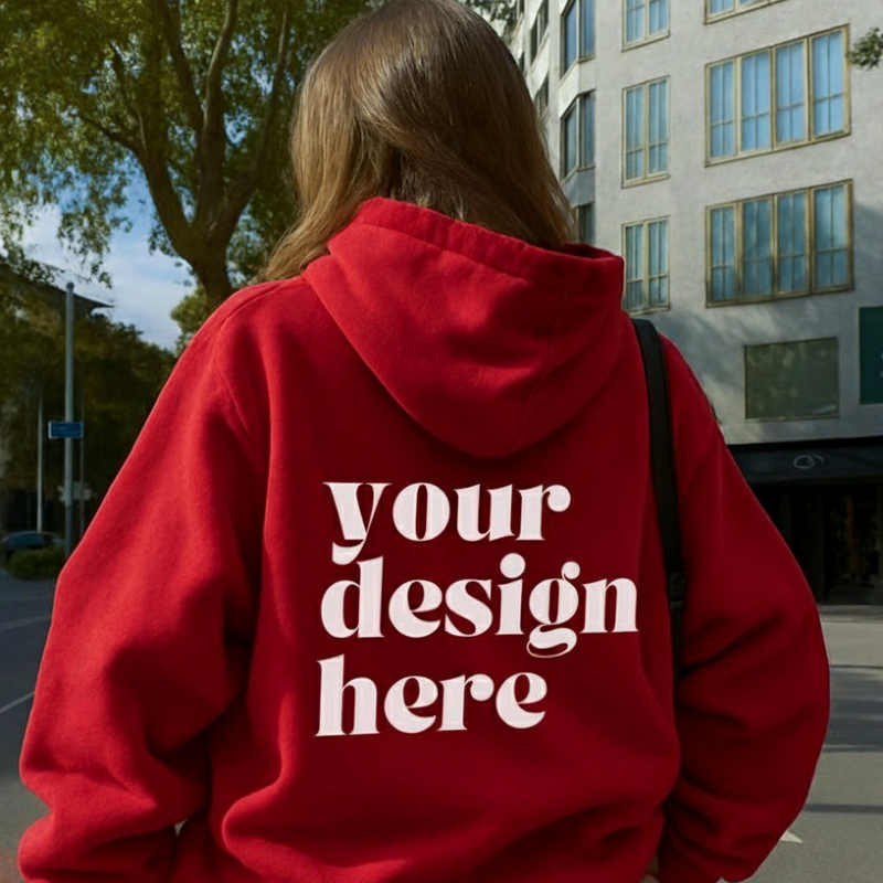 Custom Back Print Hoodie | Red, Black, White, Navy, Maroon