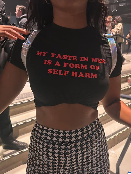 Edgy Black Baby Tee Crop Top