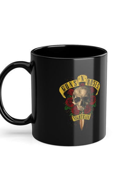 Guns N’ Roses Nighttrain 11oz Black Ceramic Mug – Rock Band Coffee Cup with Skull & Roses Design