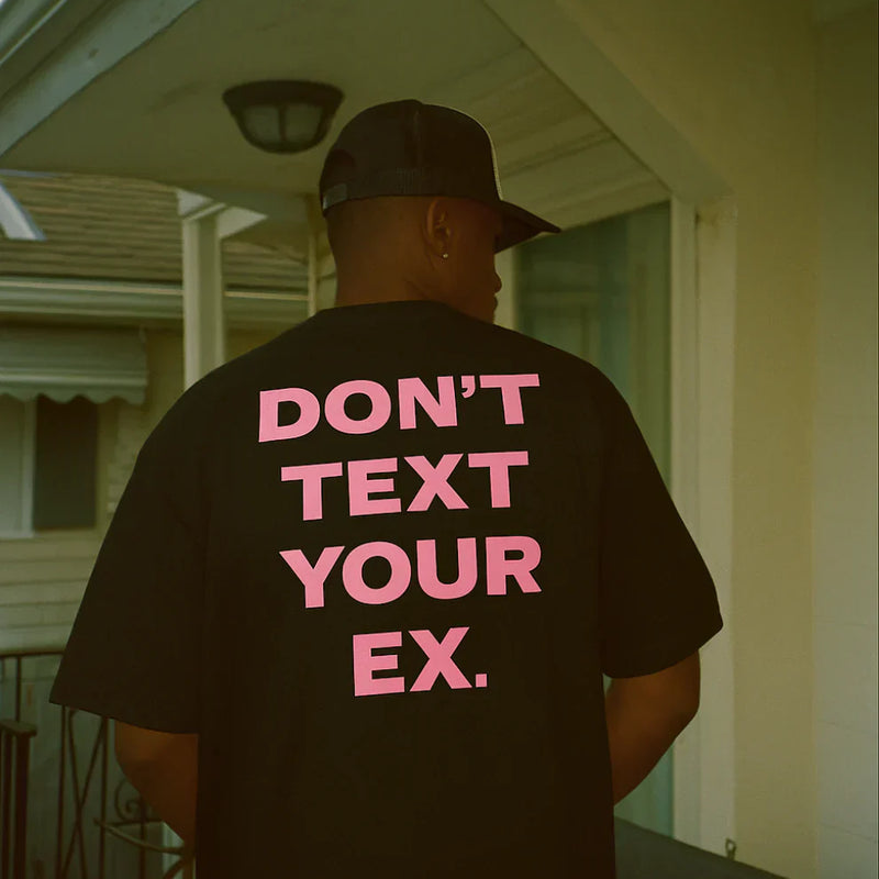 Men’s Black Oversized “Don’t Text Your Ex” Graphic T-Shirt