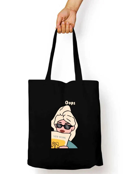 Oops Aesthetic Canvas Tote Bag with Zip