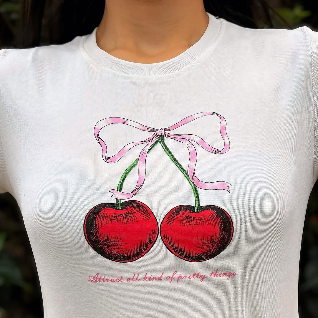 Cherry Baby Tee Crop Top
