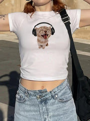 Cat International Baby Tee | Crop Top