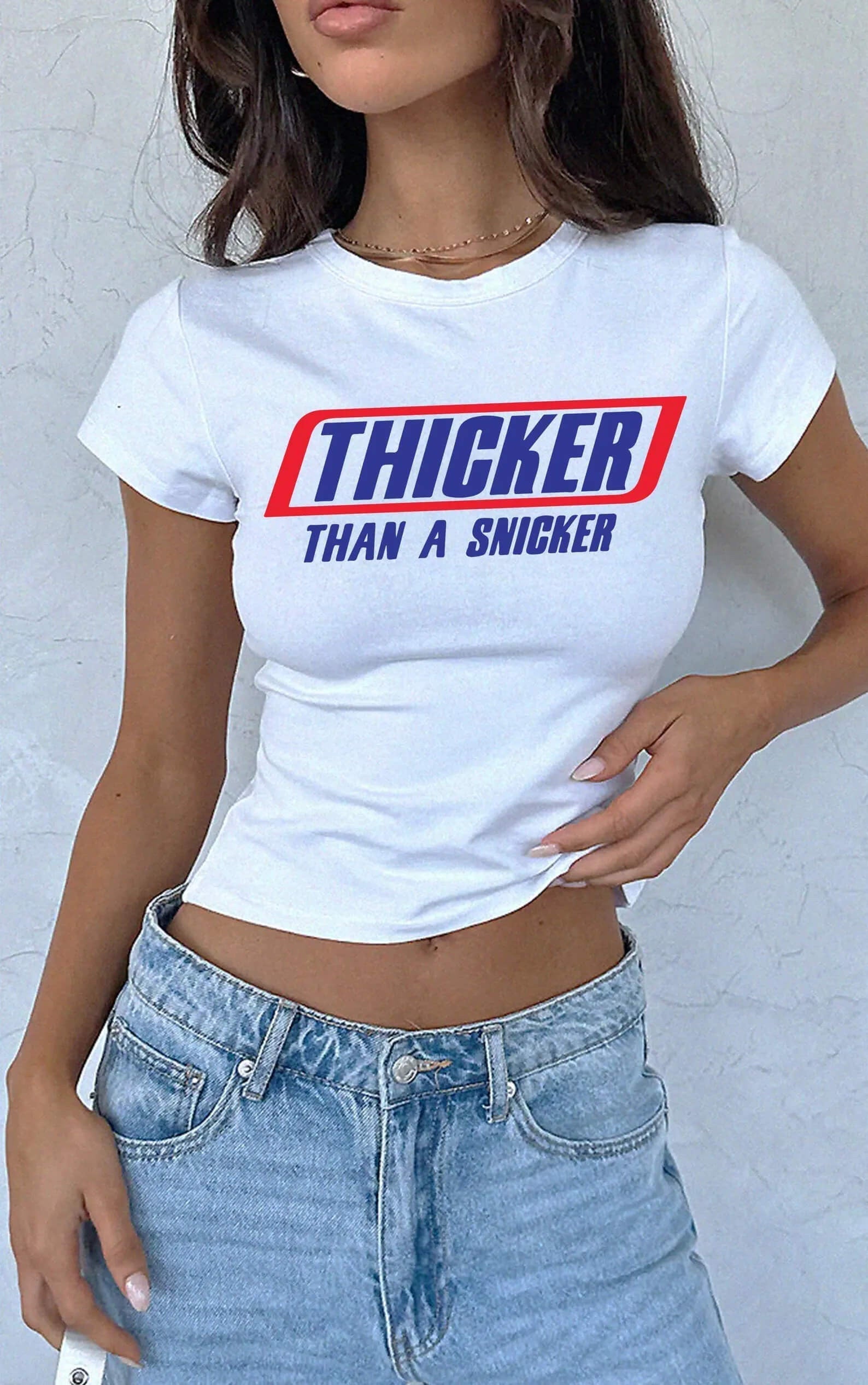 Thicker Than A Snicker Baby Tee | Crop Top