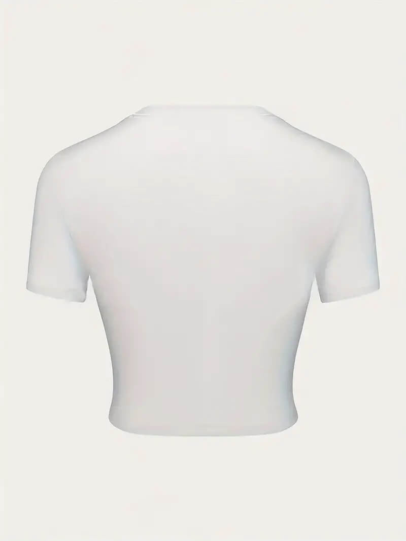 Cherry Graphic Baby Tee – White Crop Top
