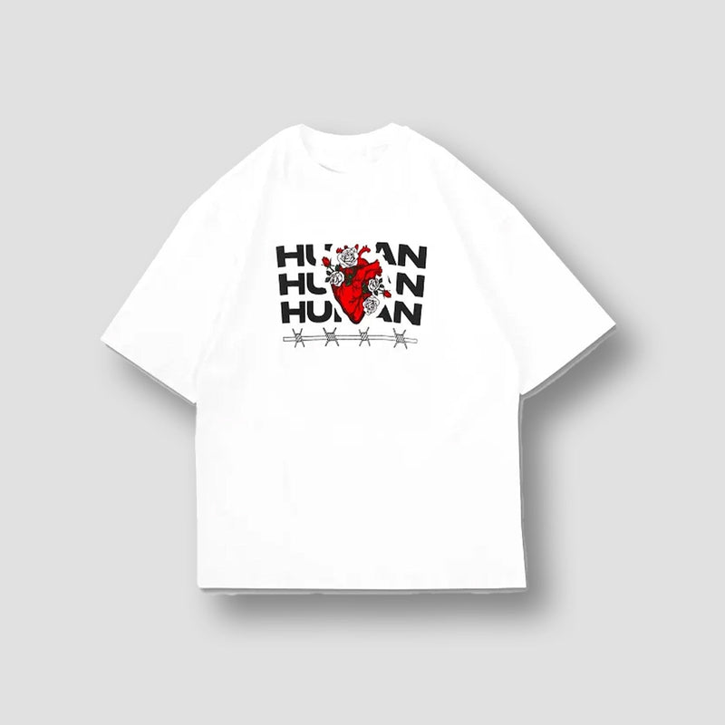 Human Heart White Oversized T-Shirt for Men & Women