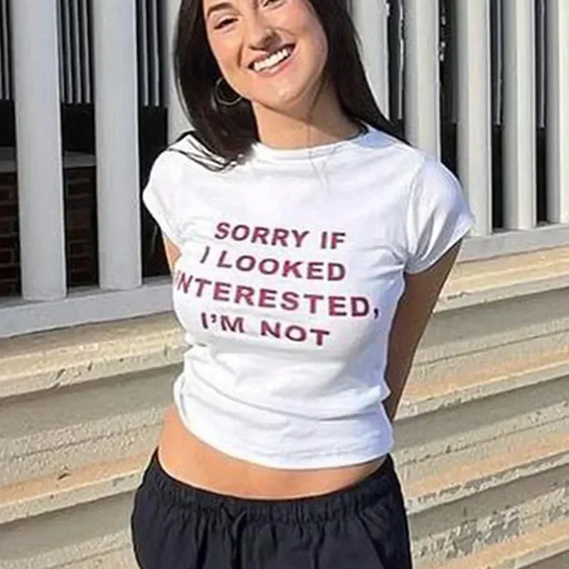Sorry I Look Interested I'm Not Baby Tee | Crop Top