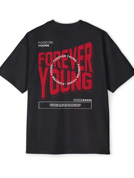 Forever Young Black Oversized Unisex T-Shirt