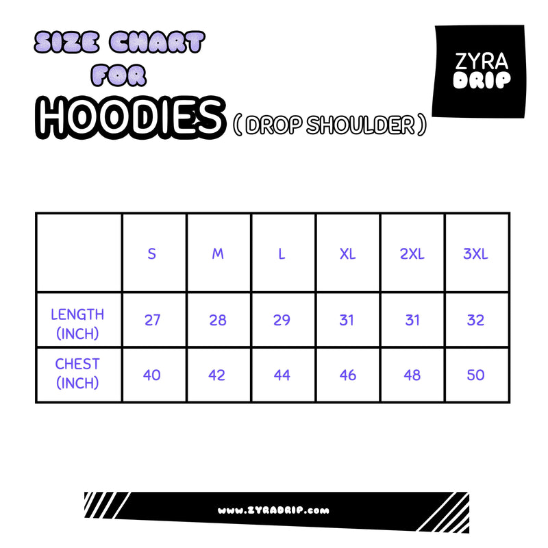 Size Chart for hoodies