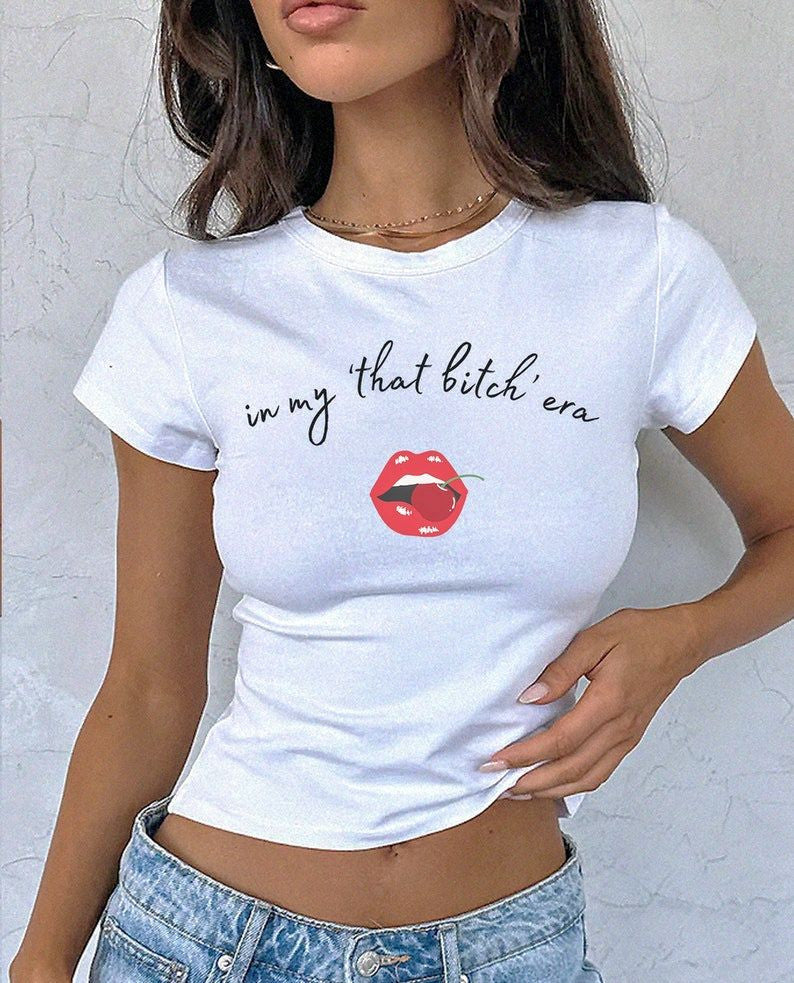 In My That Bitch Era White Crop Top