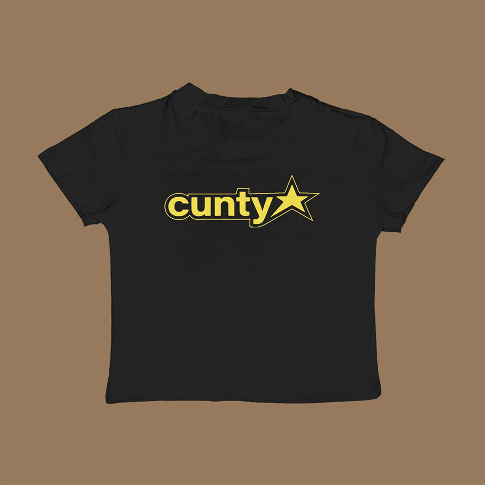 Bold Star Graphic Baby Tee Crop Top for Women