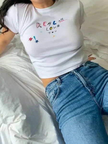 Real All Love You Baby Tee | White Crop Top