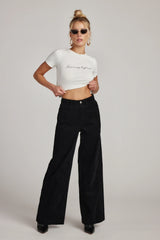 Paris Is My Boyfriend White Crop Tee 