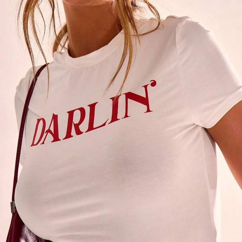 Darlin Baby Tee for Women – White Crop Top