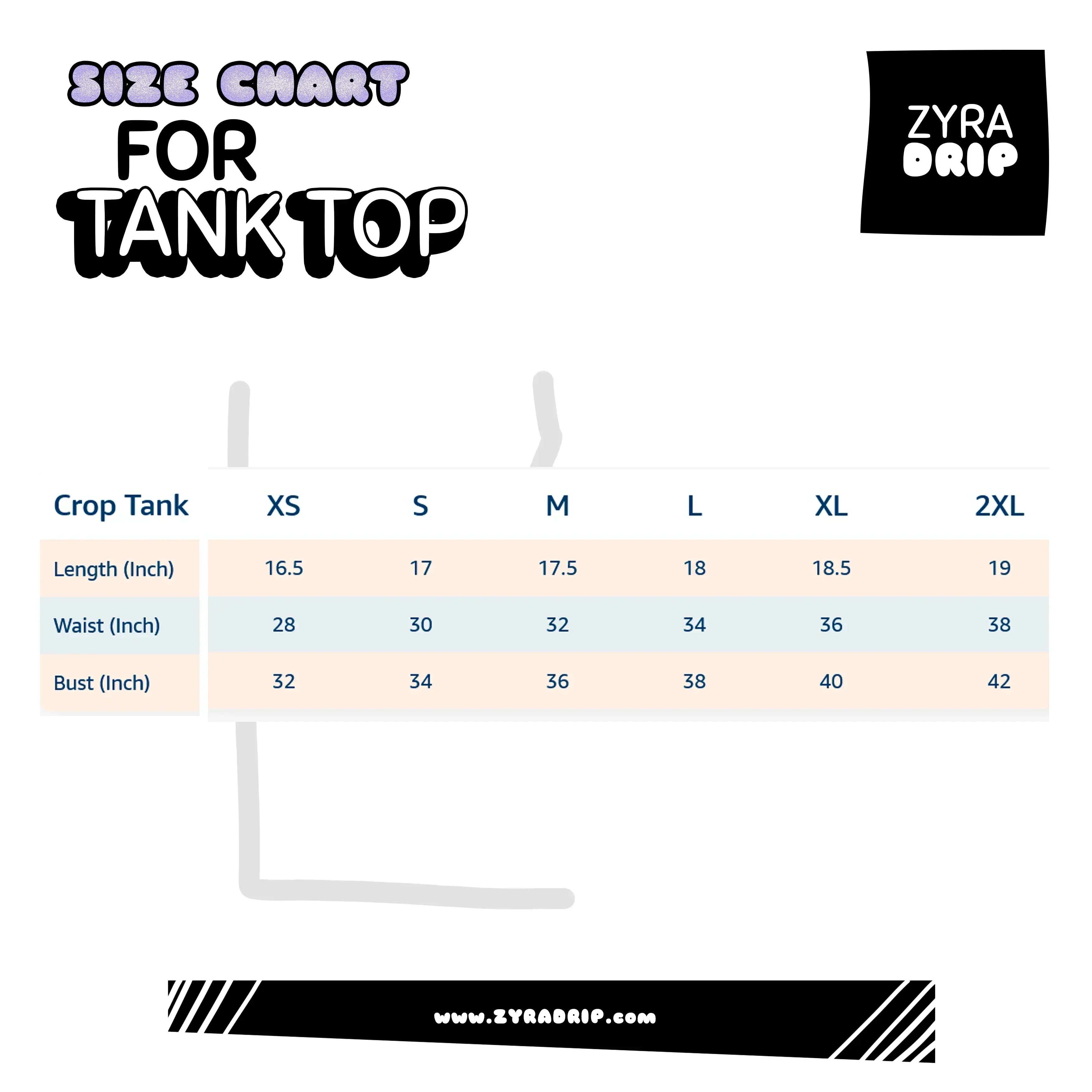 Siz chart for tank top