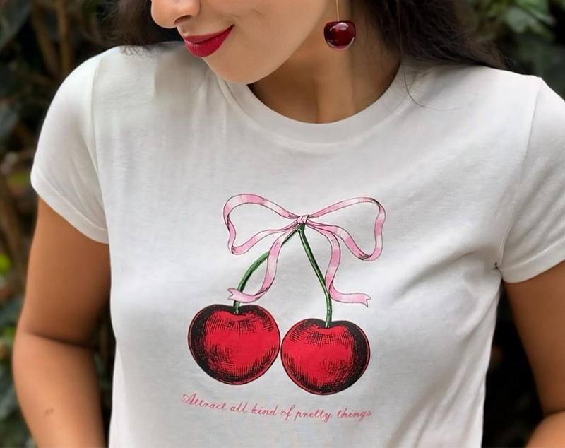 Cherry Baby Tee Crop Top