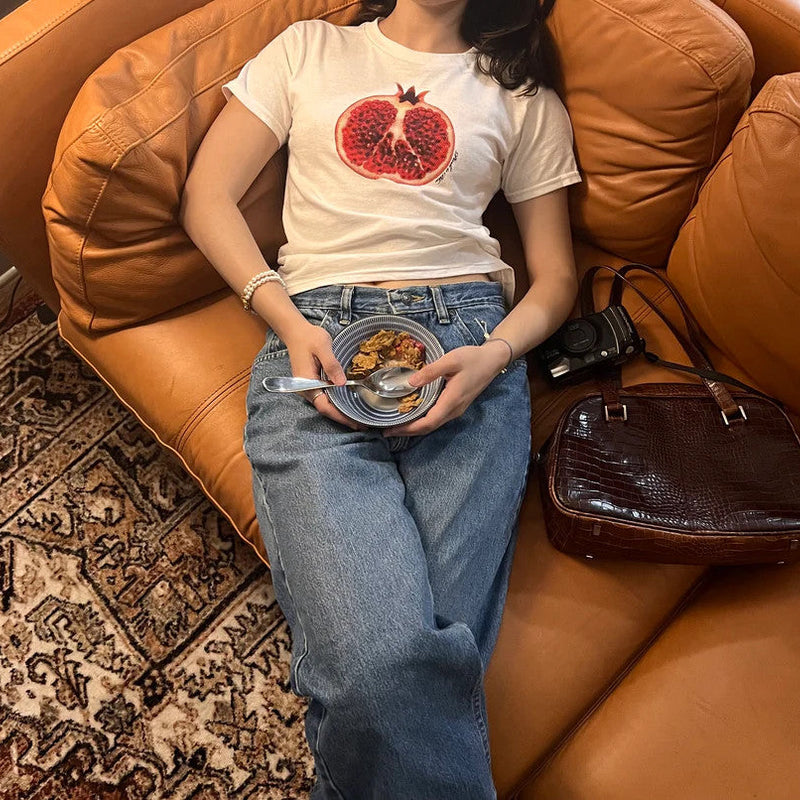 Pomegranate Print Baby Tee for Women