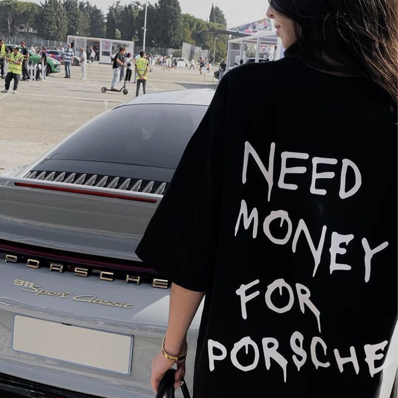Need Money For Porsche Oversized Black T-Shirt for Women