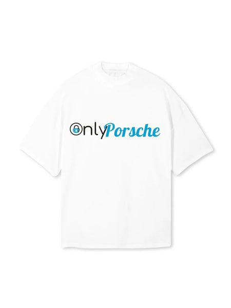 Only Porsche Oversized T-Shirt for Men - White Streetwear Car Graphic Tee