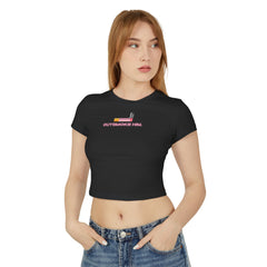 Outsmoke Him Graphic Baby Tee for Women – Black Fitted Crop Top