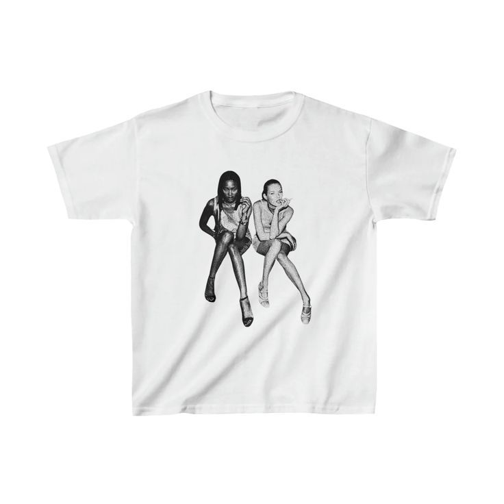 White Baby Tee for Women with Retro Model Graphic – Cropped Streetwear Top | White