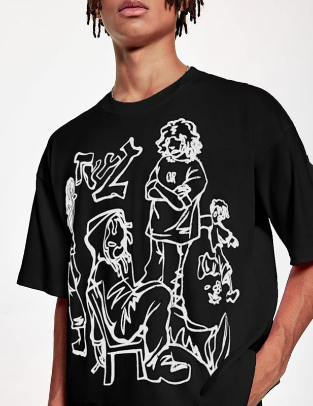 Black Oversized Streetwear Graphic T-Shirt for Men & Women