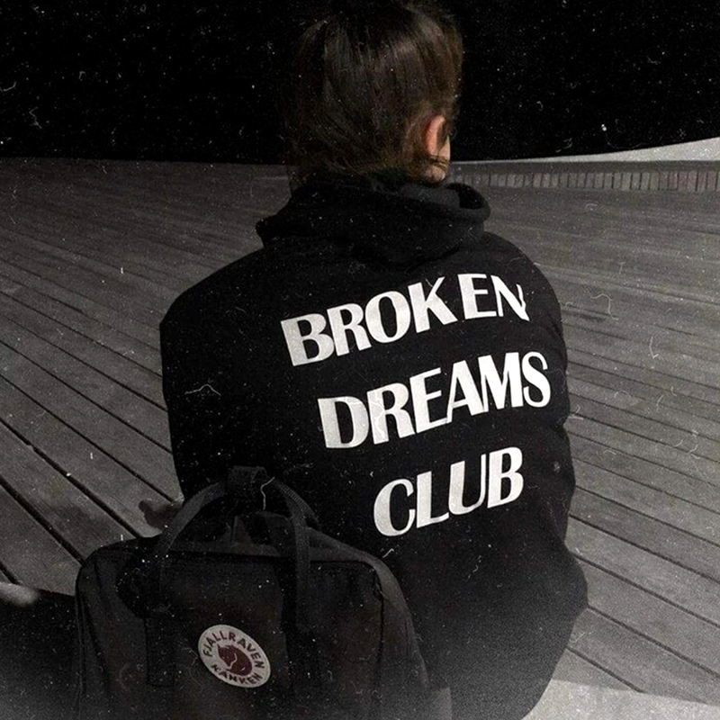 Broken Dreams Club Black Oversized Hoodie for Men & Women | Premium Cotton Streetwear Sweatshirt