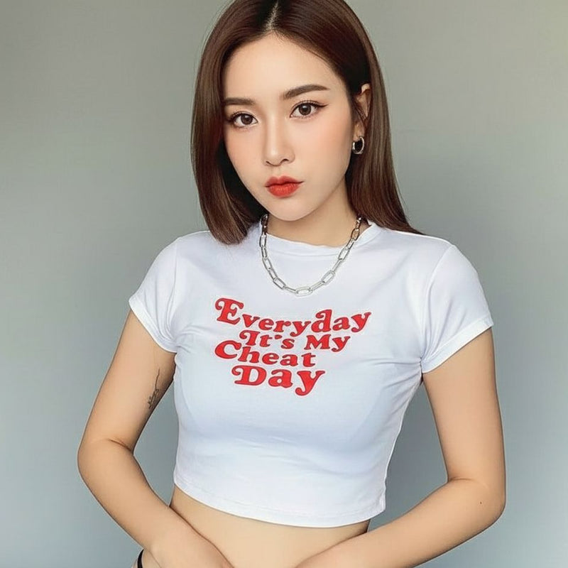 Women’s Black Graphic Baby Tee – “Stay Cool Play Hard” | Soft Stretch Fit Crop Top