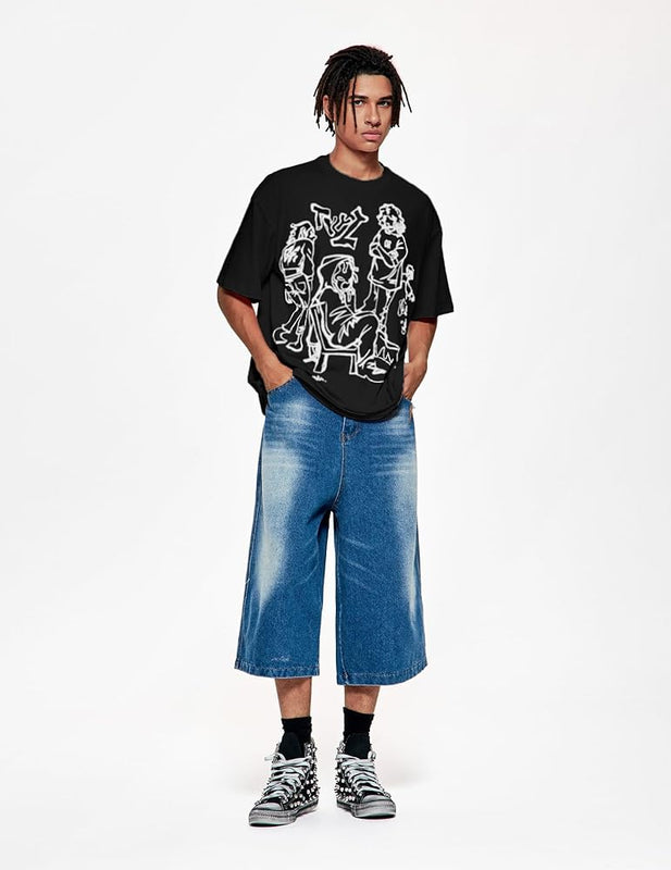 Black Oversized Streetwear Graphic T-Shirt for Men & Women