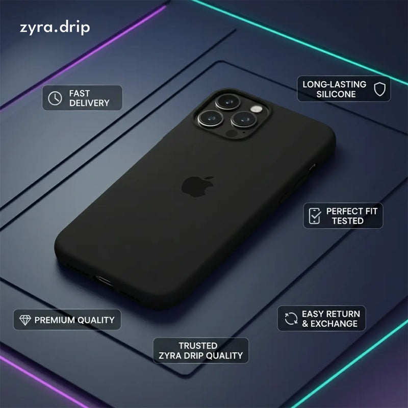 Charcoal Gray Black iPhone Silicone Cover – Soft Touch, Anti-Slip & Stylish Protection for iPhone 15 Pro