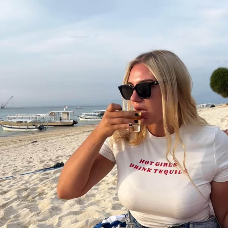 Hot Girls Drink Tequila Baby Tee – Women’s Crop Top